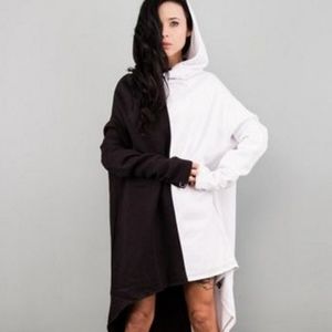 Killstar Jinx Extra Long Hoodie Unisex Half & Half